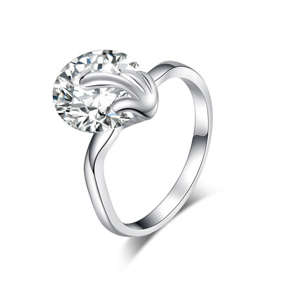 

Fashion Big Ziron Stone Pave Hand-Hold Rings For Women Wedding Engagement Promise Hollow Ring Bands Silver-Color Jewel