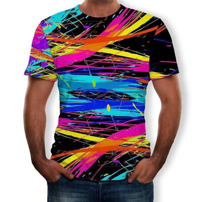 

Toponeto Men Funny 3D Color Print Round Neck Short Sleeve T Shirt Tops Daily Blouse Tee