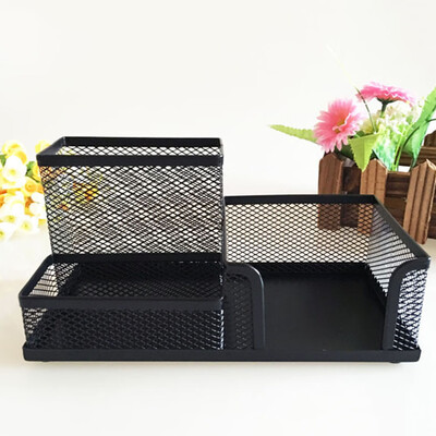 

Metal Mesh Pen Holder Black Desk Organizer Office Supplies Pen Holder Card Case Organizer Storage Box