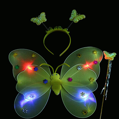 

Siaonvr 3pcsSet Girls Led Flashing Light Wing Wand Headband Costume Toy