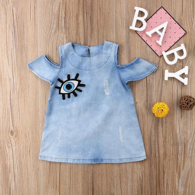 

Toddler Kids Baby Girl Denim Big Eyes Strapless Denim Skirt Clothes Dresses