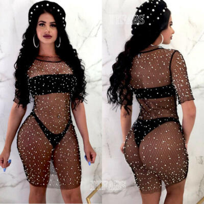 

Women Summer Sequins Mesh Beach Bikini Cover Up Wrap Beachwear Swimwear Bathsuit