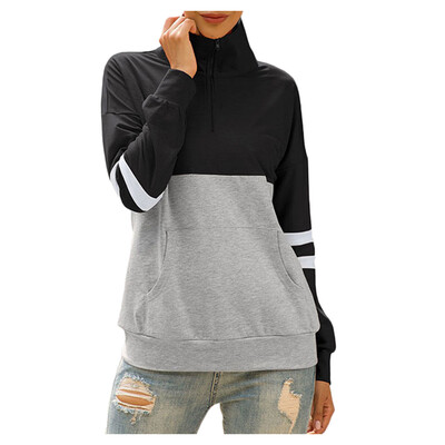 

Toponeto Womens Long Sleeve Splcing Color Sweatshirt Pullover Tops Blouse Coat