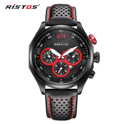 

RISTOS new outdoor sports&leisure mens watch waterproof perforated belt mens watch 93013