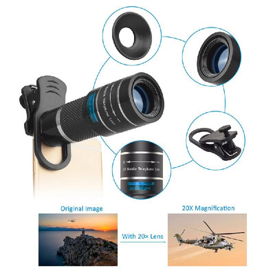 

APEXEL APL-20XJJ04 Telephoto Lens Kit Portable 20X Telephoto Zoom Lens Monocular Telescope Lens with Flexible Tripod Phone Holder