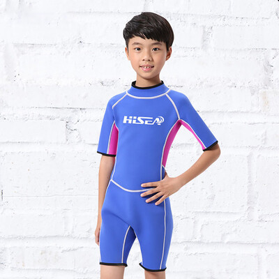 

Saidsome Short Sleeve Child One-Piece Diving Suit 25mm Surfing Wetsuit Light Blue Pink diving suit diving water diving mask