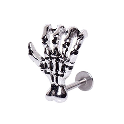 

Punk Skull Devil Hand Lip Piercing Skeleton Labret for Women Men Palm Earrings
