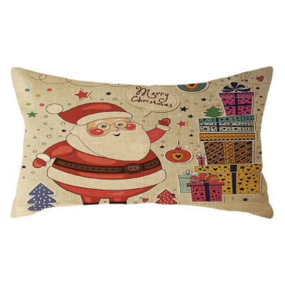 

Tailored Christmas Santa Claus Pillow Case Linen 30x50cm Throw Cushion Cover Home Decor