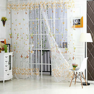 

Butterfly Floral Tulle Voile Window Curtain Drape Panel Sheer Scarf Valance