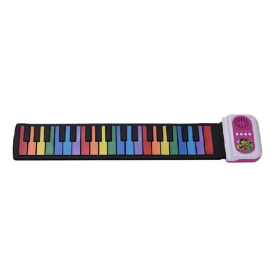 

37-Key Portable Roll-Up Piano Silicon Electronic Keyboard Colorful Keys Built-in Speaker Musical Toy for Children Kids