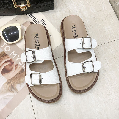 

Slippers wear summer 2019 new fashion 100 thick-soled muffin womens shoes network celebrities return to ancient Roman style cool