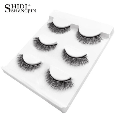 

SHIDISHANGPIN False Eyelashes 3 Pairs Pure Handmade Natural 3D Mink False Lashes Cruelty-free Reusable Makeup Eyelashes