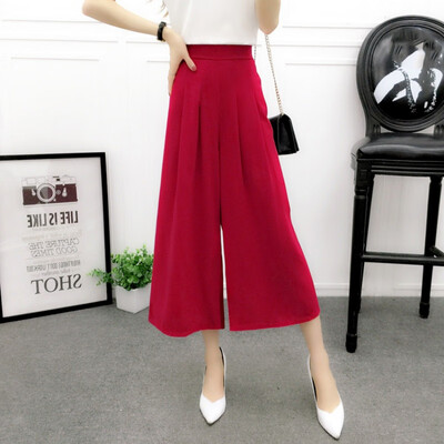 

Wide Leg Pants Women Summer Chiffon Pants High Waist Chiffon Female Loose Casual Pant Trouser For Women