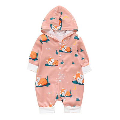 

Newborn Baby Girl Boy Fox Hooded Romper Bodysuit Jumpsuit Cotton Clothes Outfits