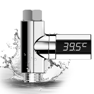 

Shower Water Thermometer LED Display Temperture Monitor Home Flow Water Meter Bathroom Showering Monitor Kitchen for Baby Care 5℃