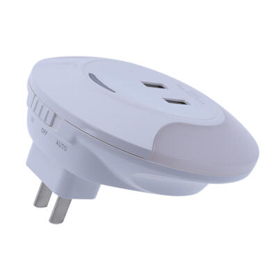 

Wall Plug Mount Light Sensor LED Light Bedroom Night Light with 2 USB Port