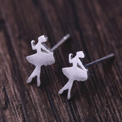 

E092 Fashion Jewelry Cute Ballet Dancing Girl Stud Earrings For Women Silver Gold Color Stud Earrings Birthday Gift Wholesale