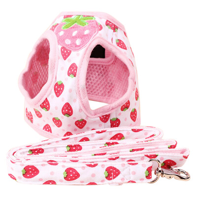 

Pet Dog Puppy Adjustable Strawberry Vest Strap Harness Walk Collar Leash