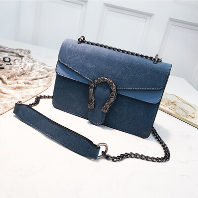 

Ins super fire small bag female 2019 new wave Korean version of the wild single shoulder slung chain frosted solid color small square bag
