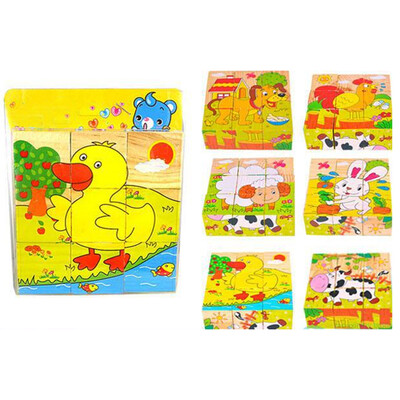 

Tailored Children Wooden 9 Blocks Six Sides Building Blocks Dimensional Puzzle