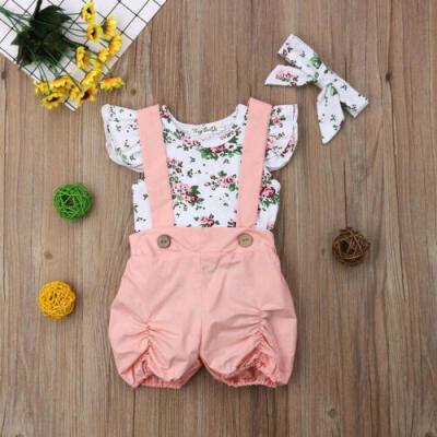 

Newborn Infant Baby Girls Clothes Jumpsuit Romper BodysuitHeadband Outfits Set