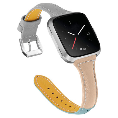 

ECSEM Leather Band for Fitbit Versa Smartwatch Three-Color Slim Genuine Leather Strap Accessories for Fitbit Versa Women Men