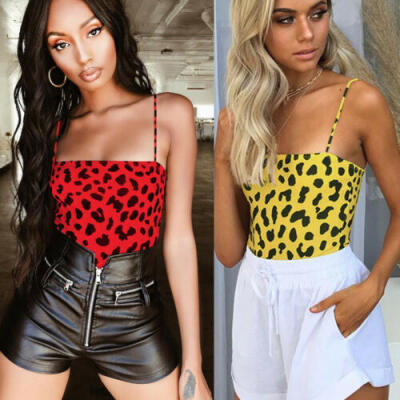 

Fashion Ladies Sexy Leopard Jumpsuit Sling Lingerie Bodysuit Clubwear Print Tops