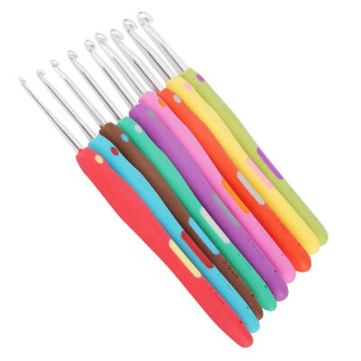 

9pcsset Mixed Size Crochet Hooks Plastic Handle Aluminum Knitting Needles