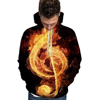 

Tailored Unisex Mens New Style 3D Hat Guard Fashion Musical Note Printed Blouse