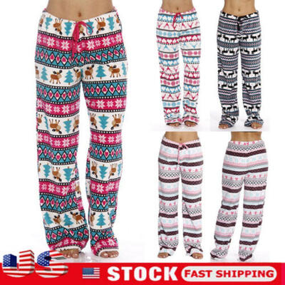 

US STOCK Mens Christmas Lounge Pajama Pants Soft Animal Printed Sleep Trousers