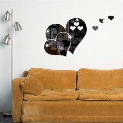 

Toponeto 3D Mirror Wall Sticker Heart Shaped Art Decal Removable Living Room Home Decor