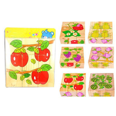 

Gotoamei Children Wooden 9 Blocks Six Sides Building Blocks Dimensional Puzzle
