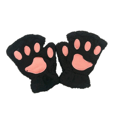 

Women Super Lovely Bear Plush Cat Paw Claw Glove Soft Winter Fingerless Mitten Gloves