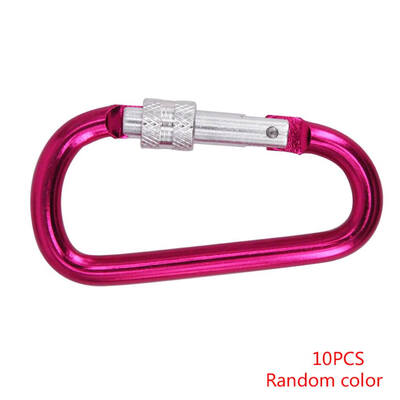 

10pcs Aluminum Alloy D Big Nut Buckle High Strength Carabiner Key Chain Clip Outdoor Camping Hiking D-Ring Random Color