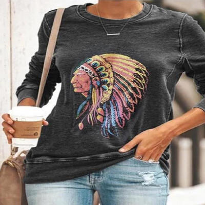 

Comfy&Colorful Figure Pattern Printed Long Sleeve Tee