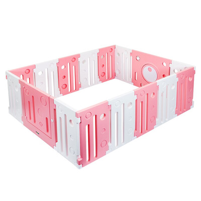 

JOYMOR 16 Panels Baby Playpen BPA-Free Playards with Locked Door Pink-White