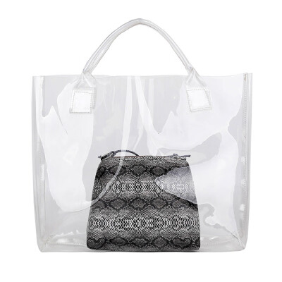 

Tailored Womens Fashion Transparent Snake Pattern Handbag Casual Beach Bag Bucket Bag