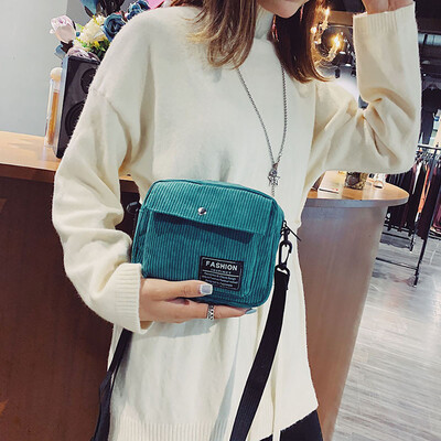 

Tailored Women Canvas Single Shoulder Messenger Bag Small Square Bag Corduroy Bag