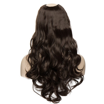 

U Shape Part Half Head Wig Clip In Hair Extension Full Head One Piece Invisible 7 clips With Wig Net Synthetic Straight Curly