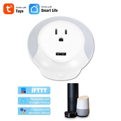 

Mini Smart WiFi Socket with LED Night Lighting USB Charging Port WIFI Smart Plug Remote Control by Smart Phone from Anywhere Timin
