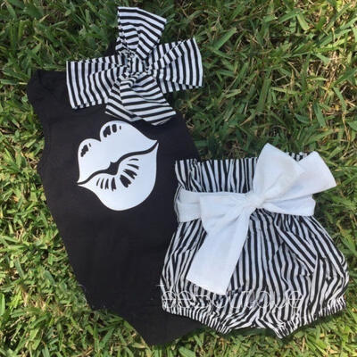

3Pcs Girl Baby Sleeveless Romper Top PantsHeadband Set Clothes Costume Clothing