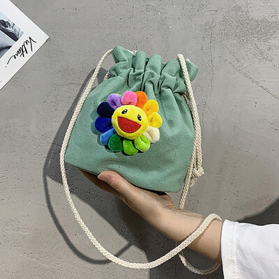 

Tailored Women Fashion Canvas Sun Flower String Purse Shoulder Handbag Casual Bucket Bag