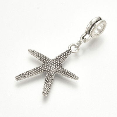 

Alloy European Dangle Beads Large Hole Pendants Starfish Antique Silver 37mm Hole 45mm Starfish 235x21mm