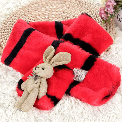 

2018 autumn&winter new Korean childrens cartoon embroidery three-dimensional plush scarf baby solid color warm scarf