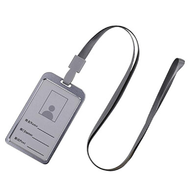 

Vertical Style Aluminum Alloy ID Name Card Case Business Work Card Badge Holder with Lanyard