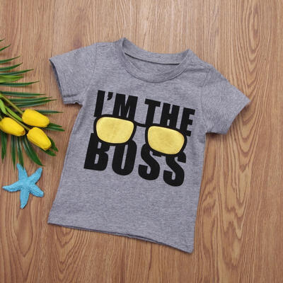 

Kids Baby Boy Summer T-shirt Boss Tees Top For Boys Short Sleeve Grasses Printed Cotton Children Boy Tops 1-6 Years