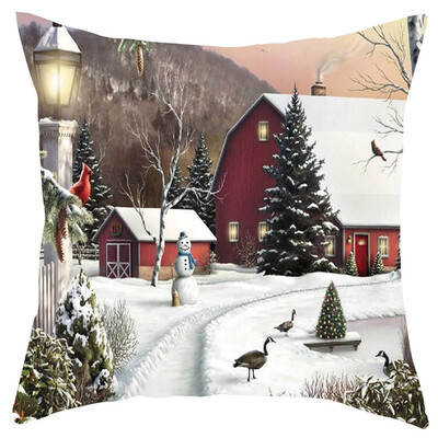 

Tailored Merry Christmas Short Plush Pillowcase Sofa Pad Set Home Decoration 18x18 Inch