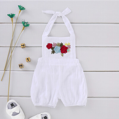 

Infant Baby Girls Sleeveless Embroidery Flower Backless Romper Jumpsuit Clothes