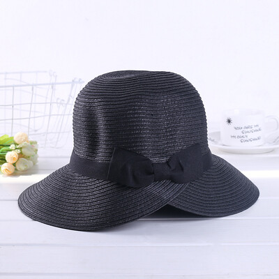 

Spring&Summer Female Beach Ultraviolet Shade Cap Personality False Two-tier Butterfly Tie&Dome Sunscreen Straw Cap