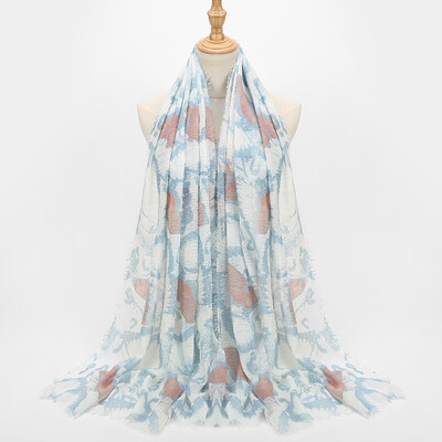 

2018 cotton retro line small clear new graffiti butterfly print cotton&linen scarf scarves dual-use wild models
